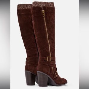 Siri Sweater Cuff Heeled Boot wide calf size 7.5 JustFab